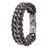 Мужской браслет Цепочка и кожа lan-3311