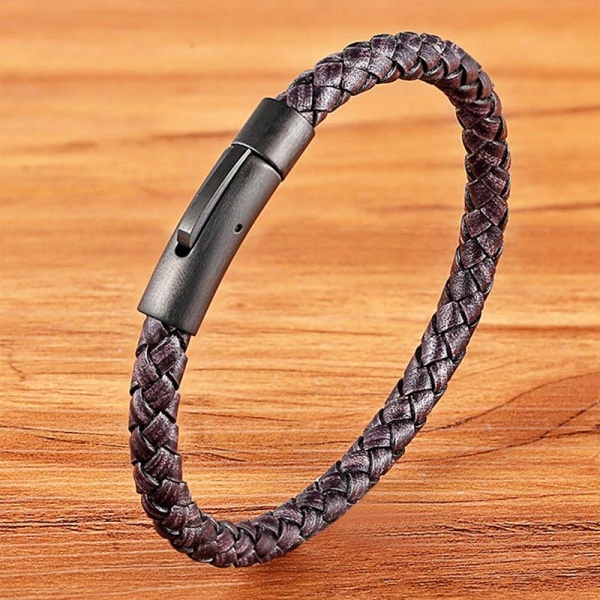 Чоловічий шкіряний браслет класик Плетіння