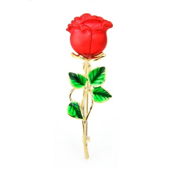 Брошь красная роза шик lan-2717