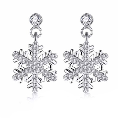 Серьги гвоздики Снежинка посеребренные