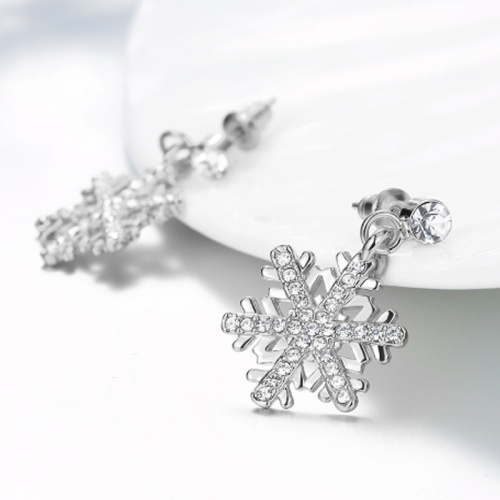 Серьги гвоздики Снежинка посеребренные