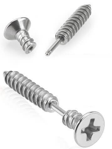 Сережки гвоздики зі сталі Spikes Шуруп lan-2921