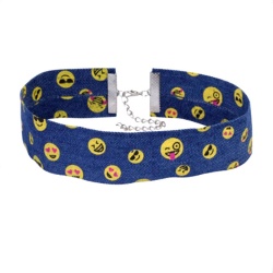 Джинсовий чокер Смайл синього кольору lan-200