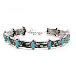 Чокер металлический с бирюзой lan-395