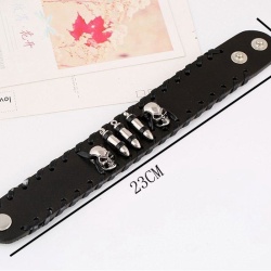 Кожаный браслет Череп с пулями