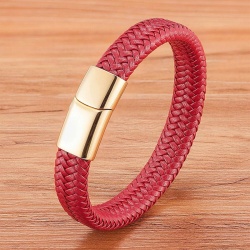 Кожаный браслет Классик бордовый