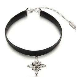 Кожаный чокер звезда Кристалл чёрного цвета lan-1275