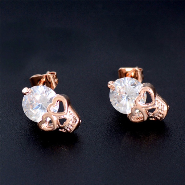 Серьги гвоздики Череп с кристаллом