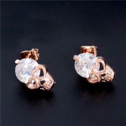 Серьги гвоздики Череп с кристаллом