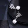 Серьги подвески жемчужина Три Цветка