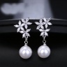 Серьги подвески жемчужина Три Цветка