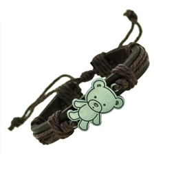 Шкіряний браслет Ведмедик коричневого кольору