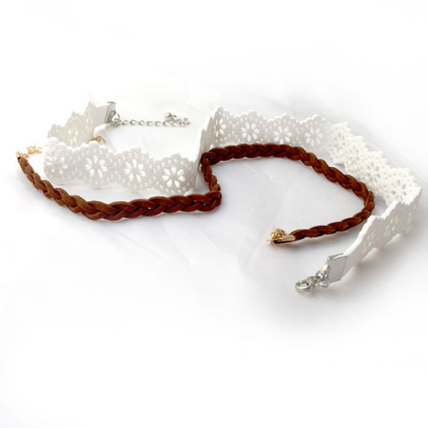 Замшевый чокер Орнамент и косичка