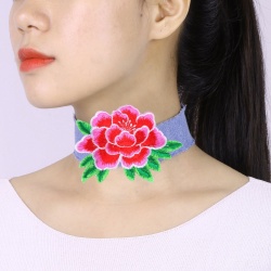 Джинсовый чокер с розой lan-904