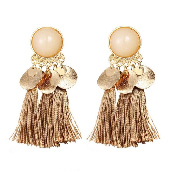 Серьги кисти с золотистыми пластинами