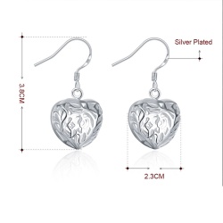 Серьги подвески Сердце ажур посеребренные