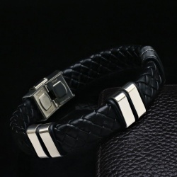 Мужской кожаный браслет Kossa steel