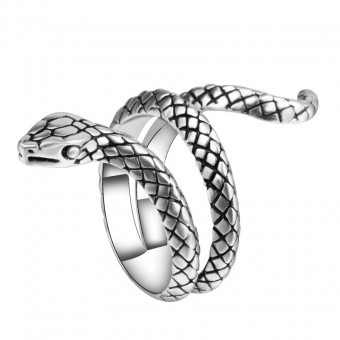 Женское кольцо Змея серебристого цвета