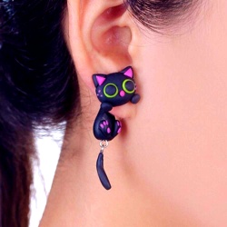 Сережки гвоздики Чорна кішечка