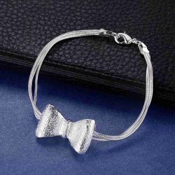 Набор украшений: кулон на цепочке и браслет Бант посеребренный