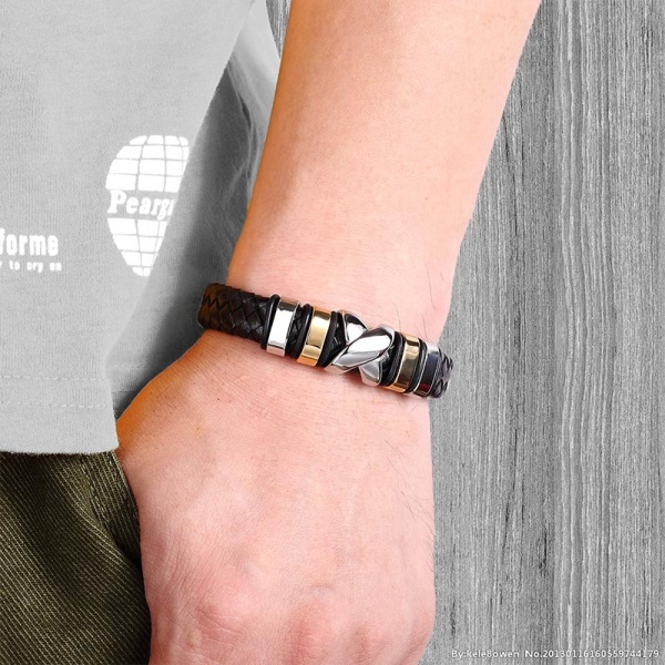 Чоловічий шкіряний браслет Ікс lan-3199