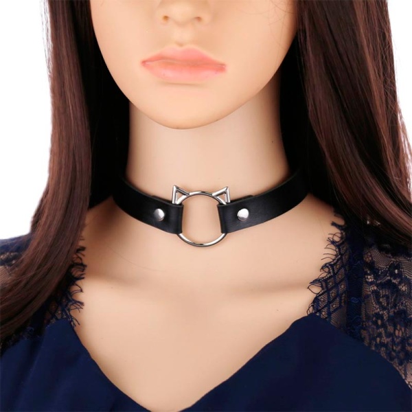 Шкіряний чокер Котик вушка