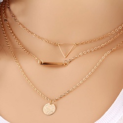 Тройная цепочка с кулонами Вeauty (пластинка, треугольник, круг)