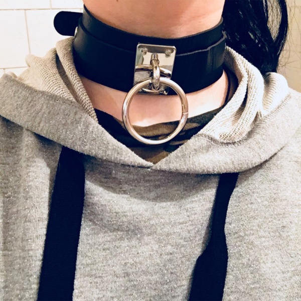 Кожаный чокер с Кольцом XL