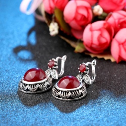 Серьги подвески с камнями Фирузе