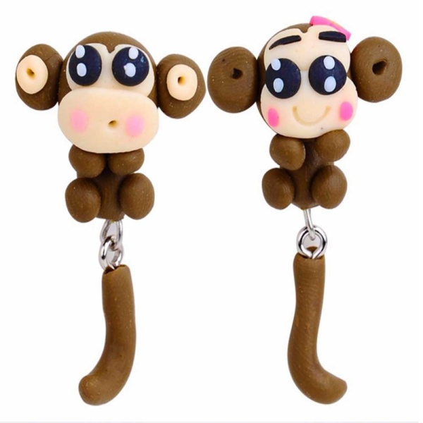 Серьги гвоздики Обезьянки