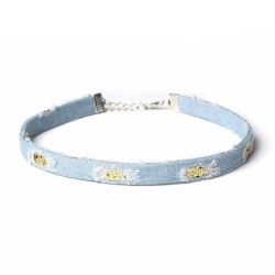 Чокер джинсовый со вставками пайеток lan-1454