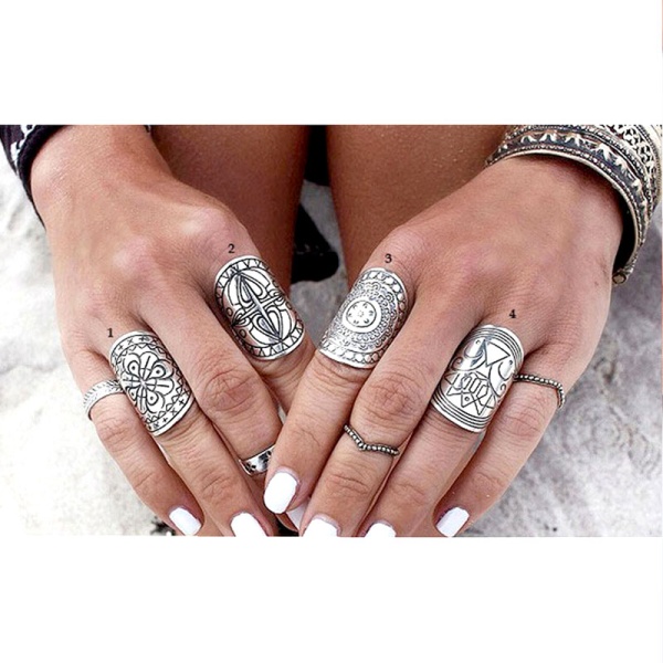 Кольца в бохо стиле Винтажные (набор из 4 шт)