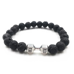 Браслет із натурального вулканічного каменю з гантелей.