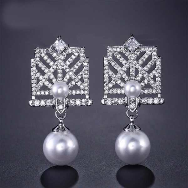 Серьги подвески Вивиан с цирконом lan-2727