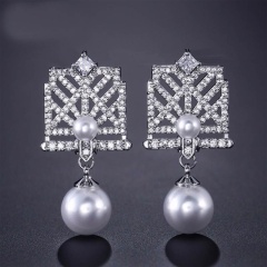 Серьги подвески Вивиан с цирконом lan-2727