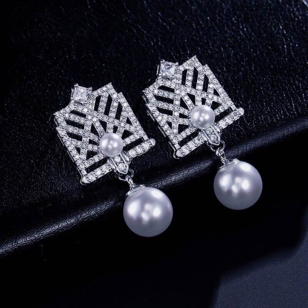 Серьги подвески Вивиан с цирконом lan-2727