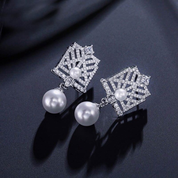 Серьги подвески Вивиан с цирконом lan-2727