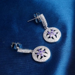 Серьги гвоздики с камнями Blue Zircons