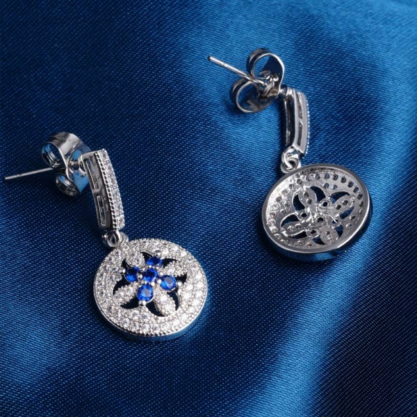 Сережки гвоздики з камінням Blue Zircons