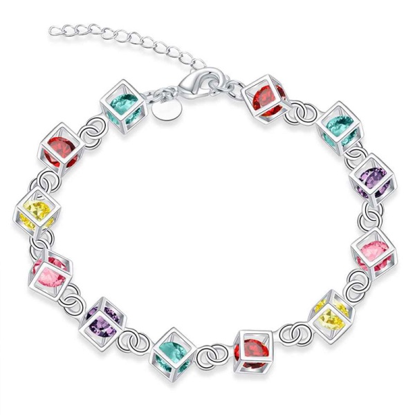 Браслет Кольоровий кристал срібний