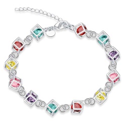Браслет Цветной кристалл посеребренный