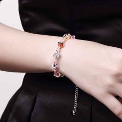 Браслет Цветной кристалл посеребренный