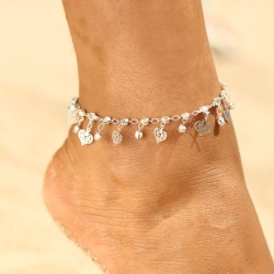 Браслет на ногу Два сердца серебристого цвета
