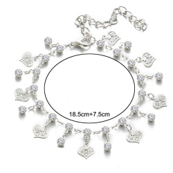 Браслет на ногу Два сердца серебристого цвета