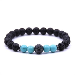 Браслет із натурального вулканічного каменю та бірюзи Кристал