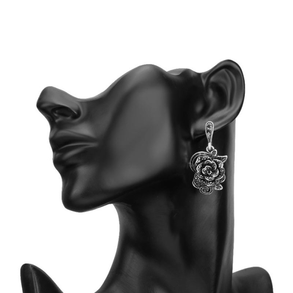 Сережки підвіски Роза з марказитами