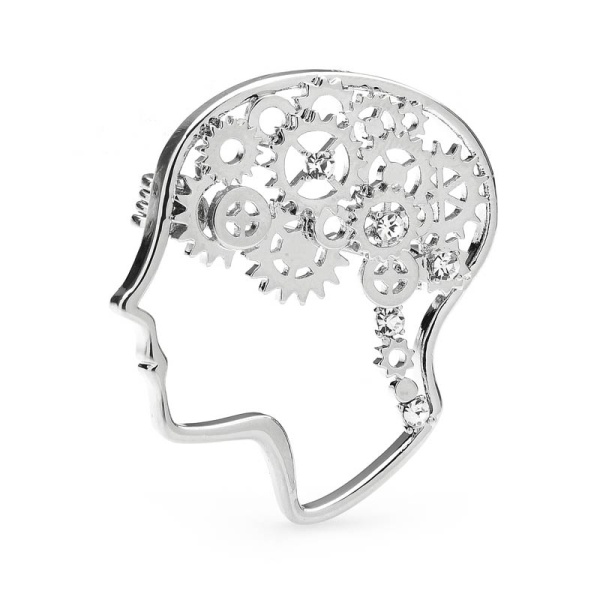 Брошь голова с шестеренками