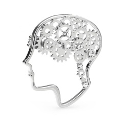 Брошь голова с шестеренками