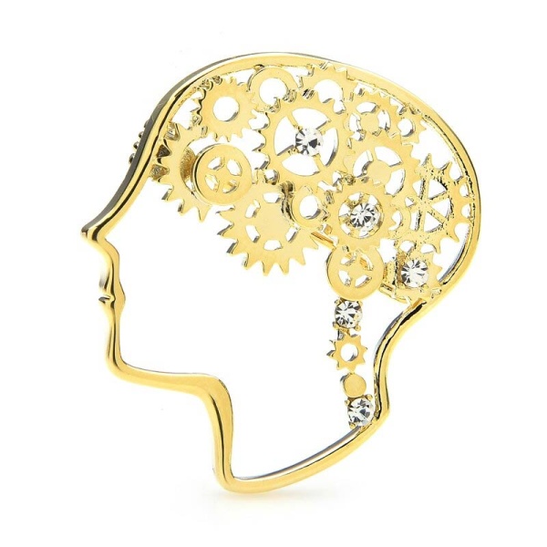 Брошь голова с шестеренками