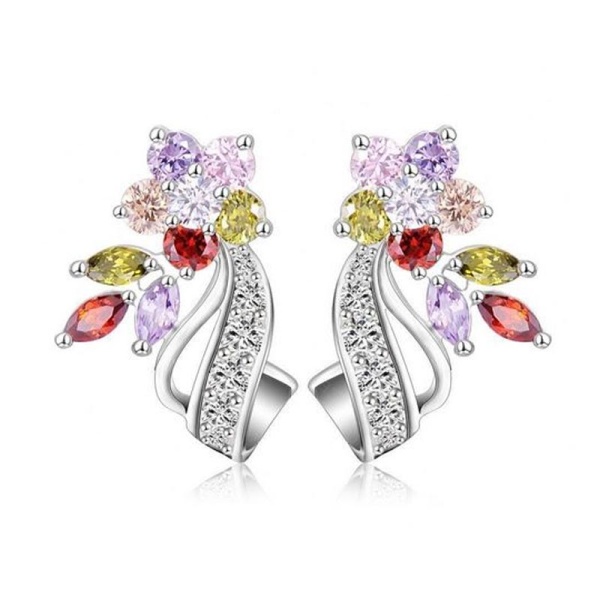 Сережки з камінням Квіточка Zircon